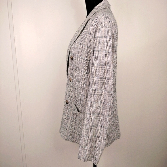 ZARA Textured Houndstooth Plaid Oversized Unstructured Blazer Sz. M - Picture 9 of 12
